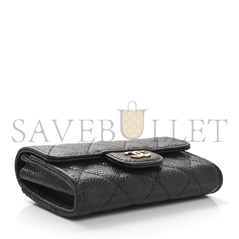 CHANEL CAVIAR QUILTED FLAP CARD HOLDER WALLET BLACK AP0214 (11.3*7.5*2.5cm)